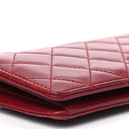 Chanel Lambskin Quilted Yen Wallet Red 12 of 12