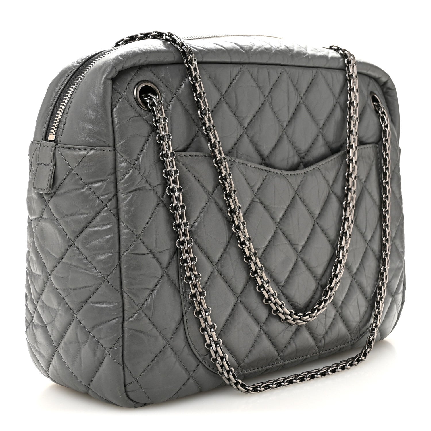 Chanel Aged Calfskin Quilted Large Reissue Camera Case Grey 3 of 10
