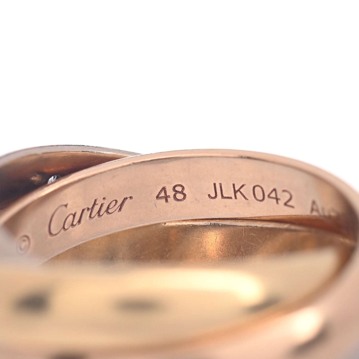 Cartier 18K Pink Yellow White Gold Diamond Trinity Ring 48 4.25 4 of 5