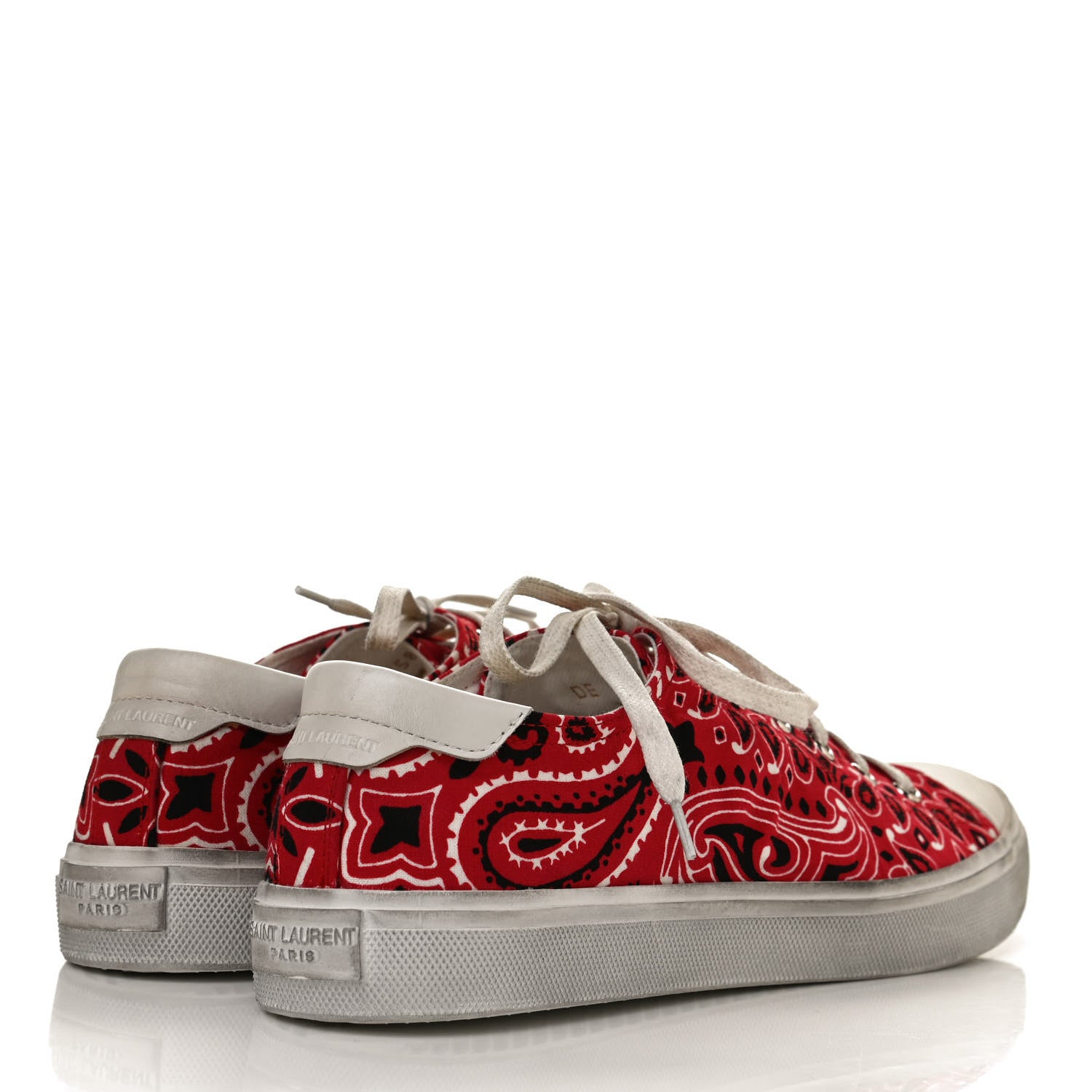 Saint Laurent Canvas Bandana Print Bedford Low Top Sneakers 41 Red 4 of 10