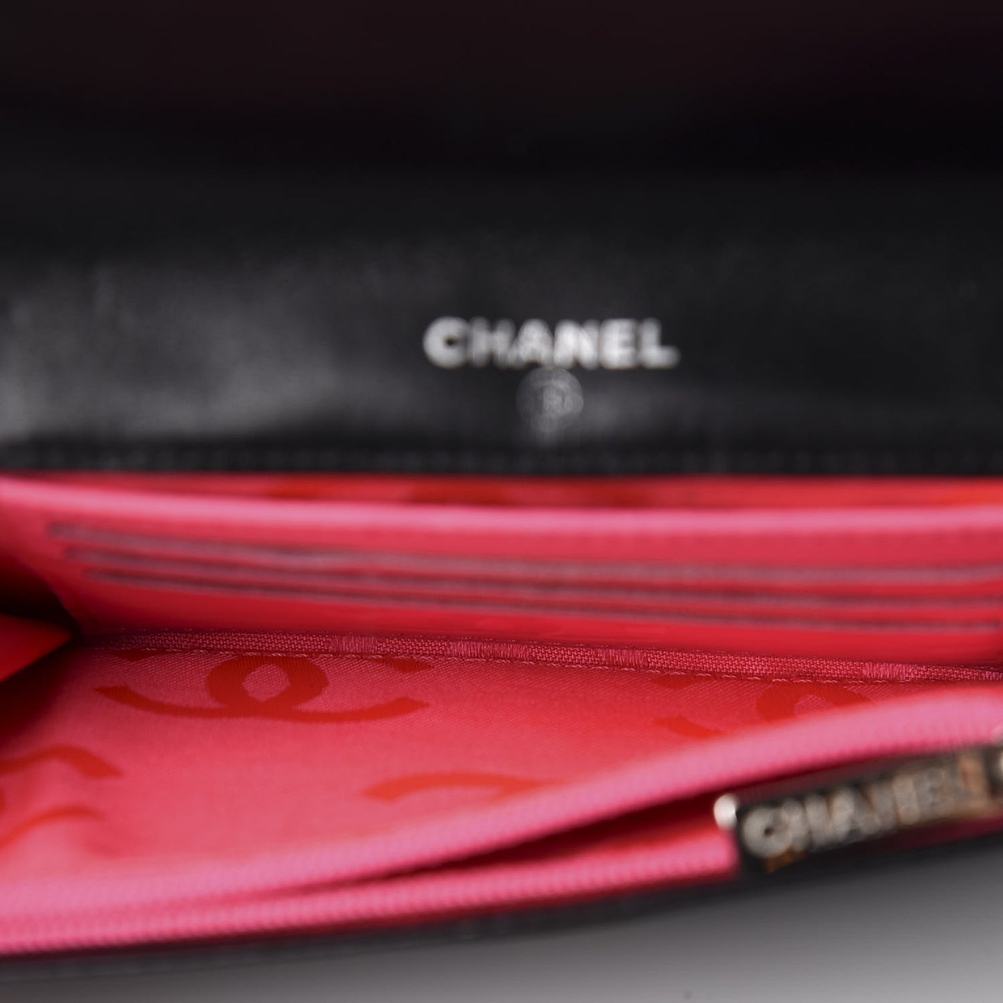 Calfskin Quilted Cambon Flap Wallet Black White