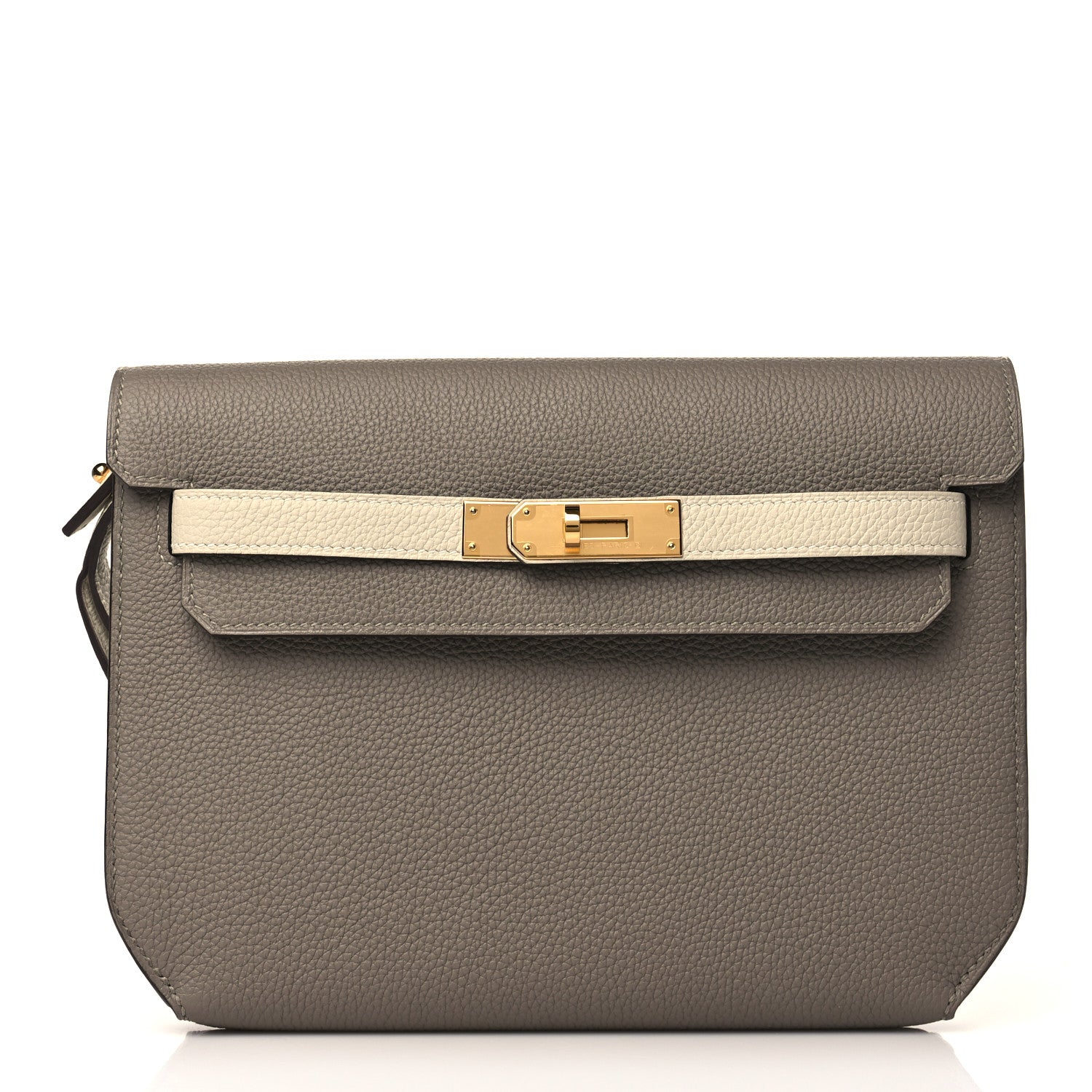 Hermes Togo Horseshoe Kelly Depeches 25 Pouch Etain Nata 1 of 9