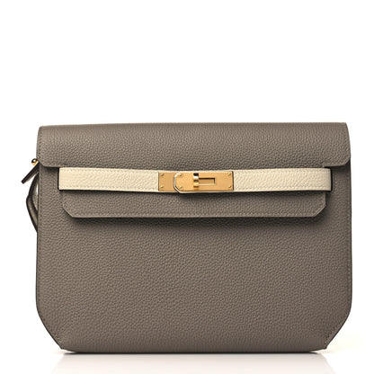 Hermes Togo Horseshoe Kelly Depeches 25 Pouch Etain Nata 1 of 9
