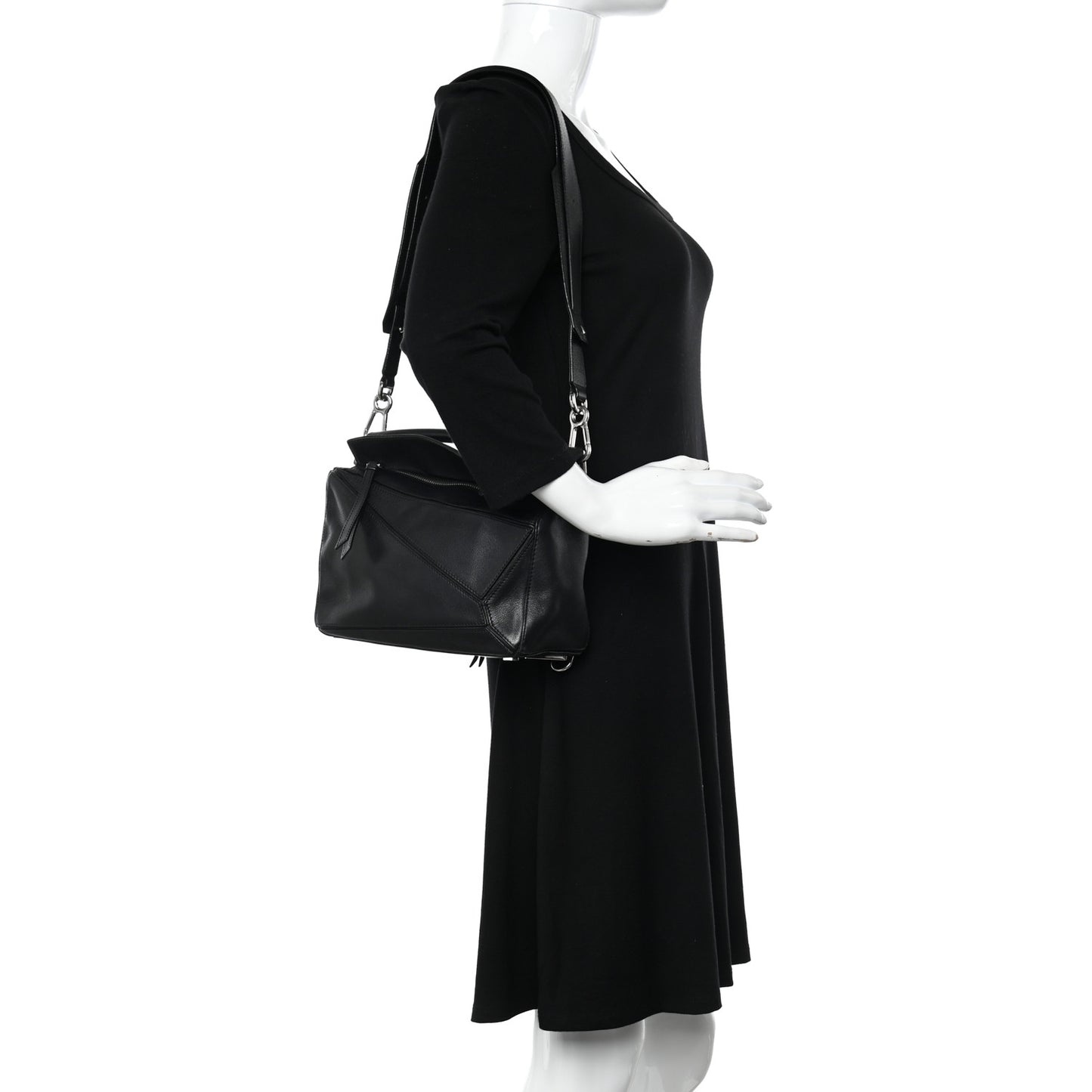 Calfskin Small Puzzle Bag Black