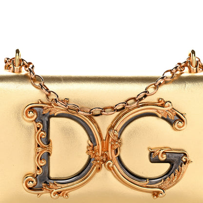 Dolce & Gabbana Metallic Calfskin DG Girls Shoulder Bag Gold 7 of 11