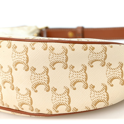 Celine Canvas Calfskin Ava Triomphe Shoulder Bag White 10 of 10