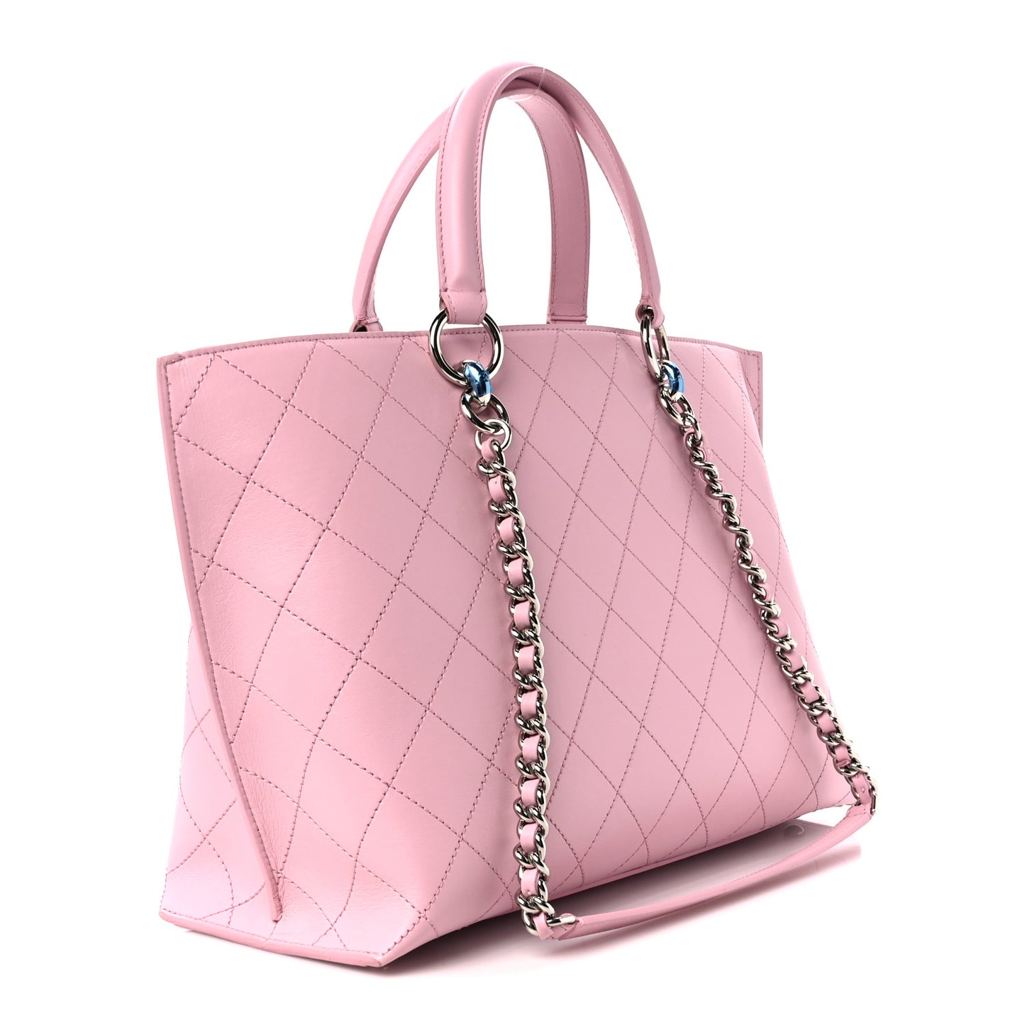 Calfskin Stitch Medium Ring My Bag Shopping Tote Pink