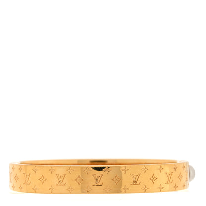 Louis Vuitton Brass Monogram Nanogram Cuff S Gold 7 of 8