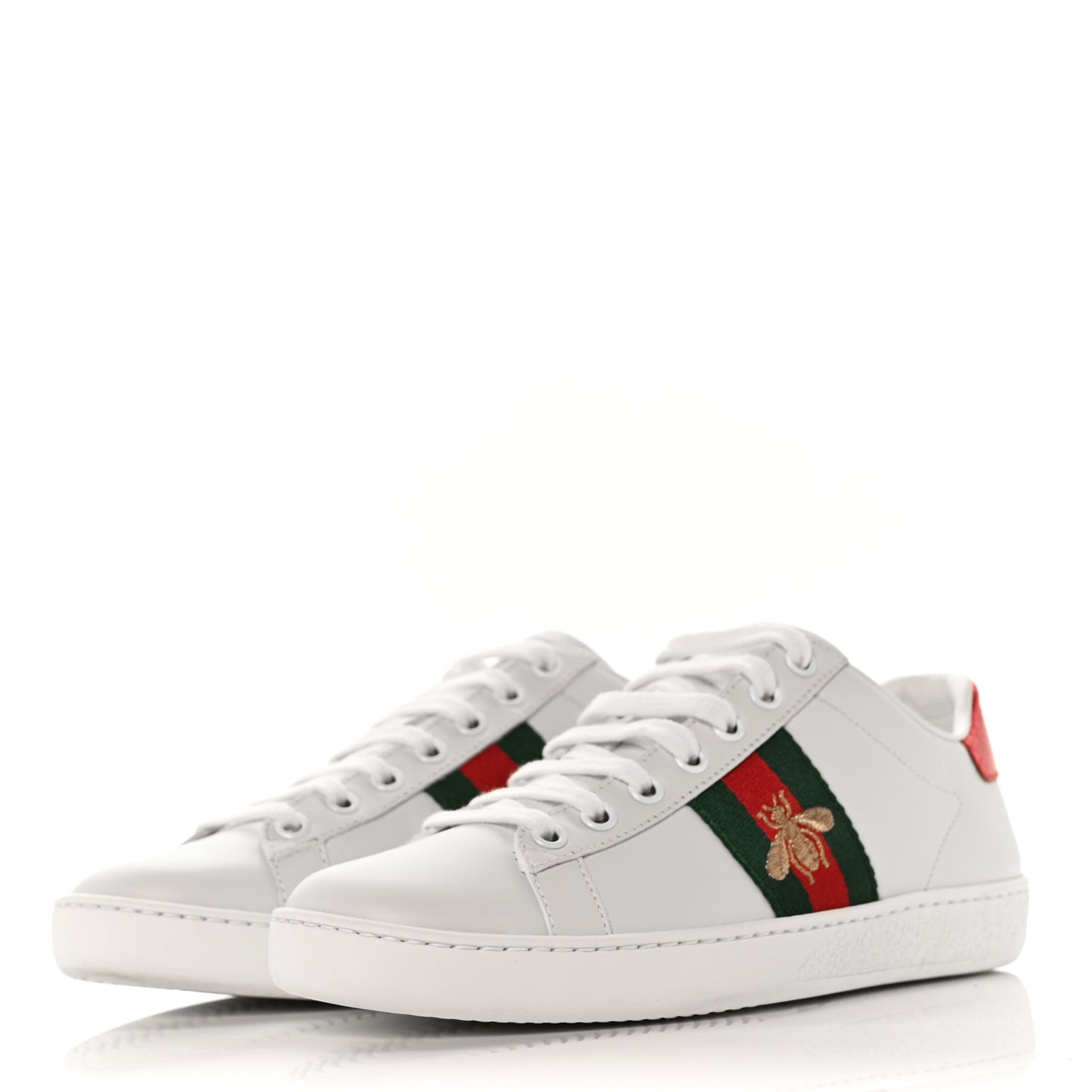 Calfskin Ayers Bee Embroidered Womens Ace Sneakers 35.5 White Green