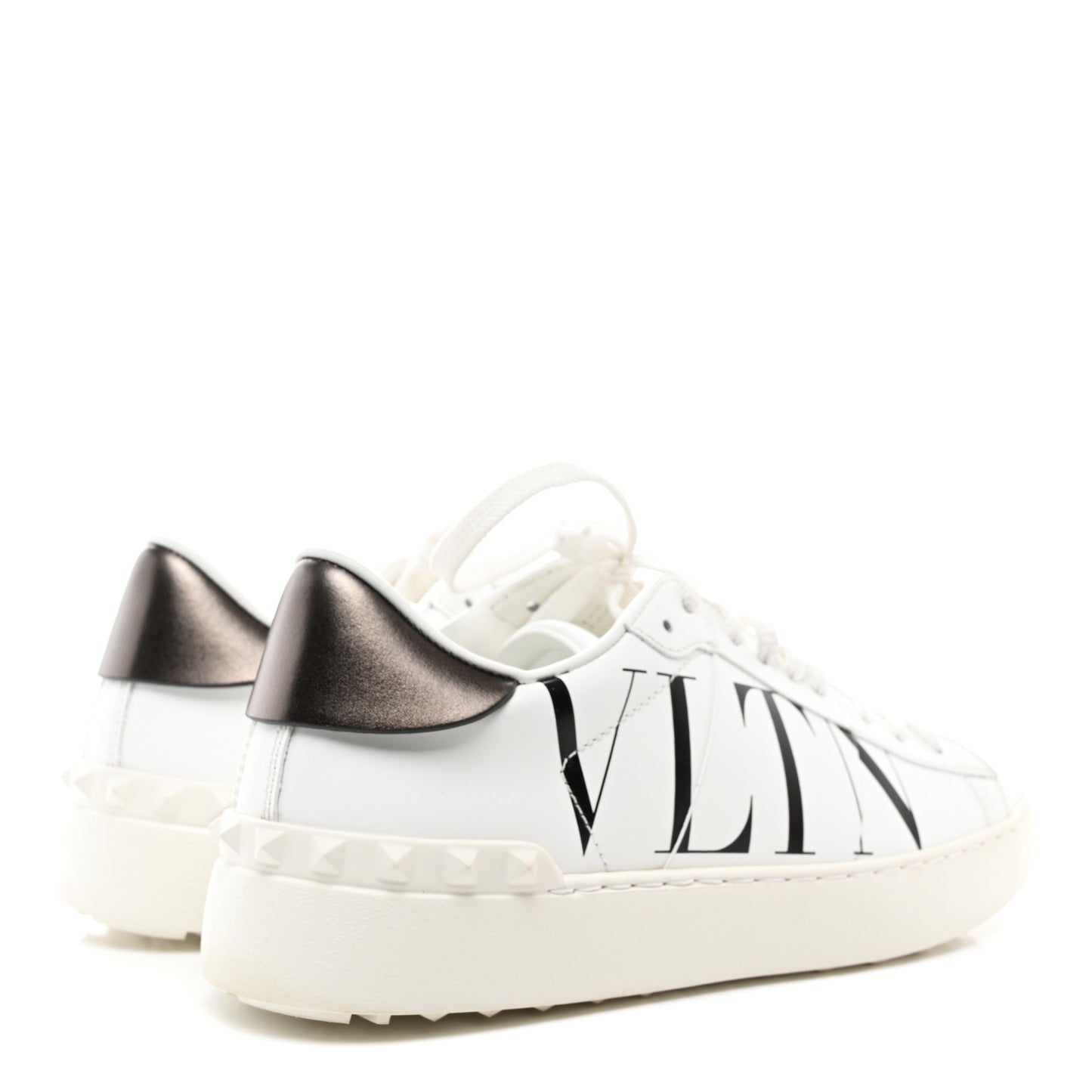 Calfskin VLTN Rockstud Open Sneakers 37 White
