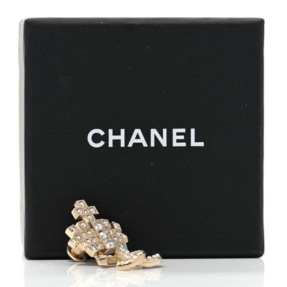 Chanel Pearl Crystal CC Crown Brooch Gold 5 of 5