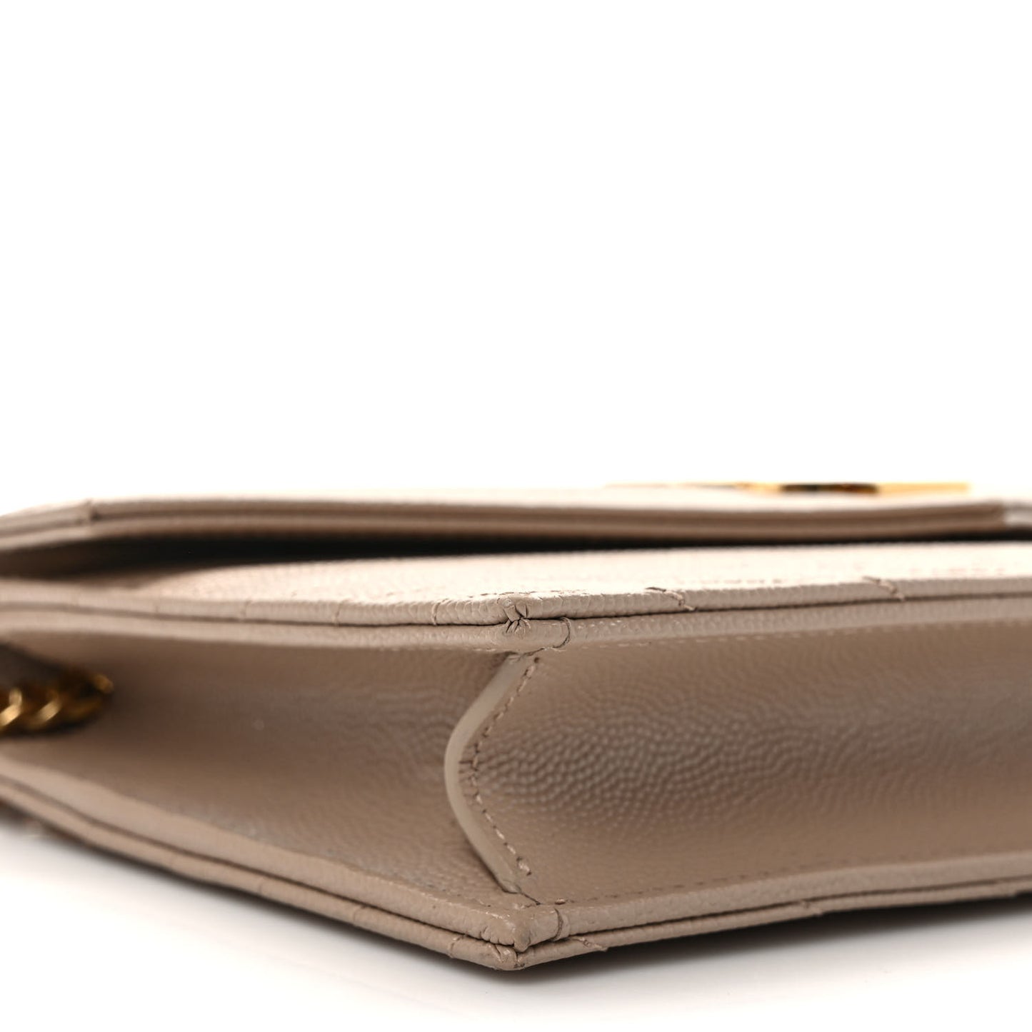Grain De Poudre Matelasse Chevron Monogram Envelope Chain Wallet Dark Beige