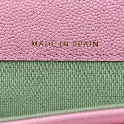 Chanel Caviar Metal Perforated Quilted CC Flap Card Holder Pink Green 6 of 9