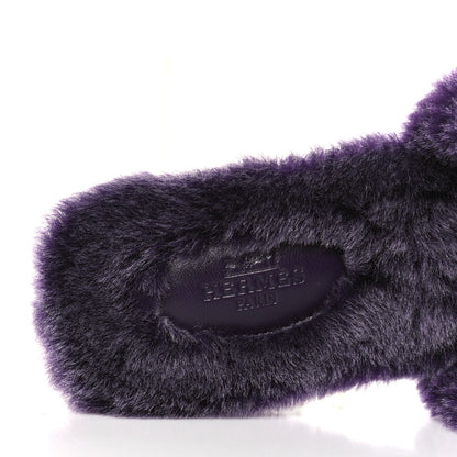 Hermes Woolskin Oran Sandals 35.5 Violet Fonce 7 of 8