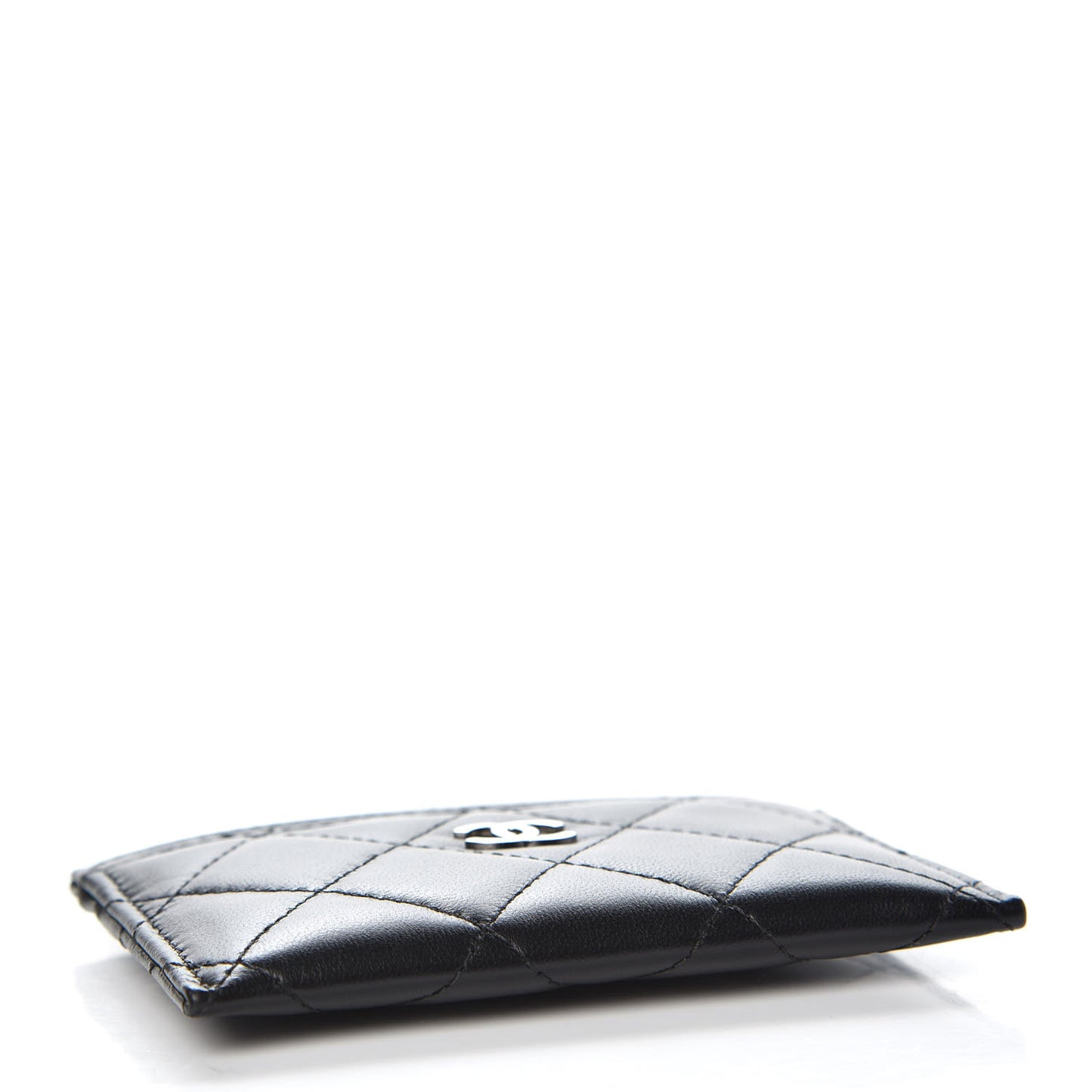 Lambskin Quilted Card Holder Black