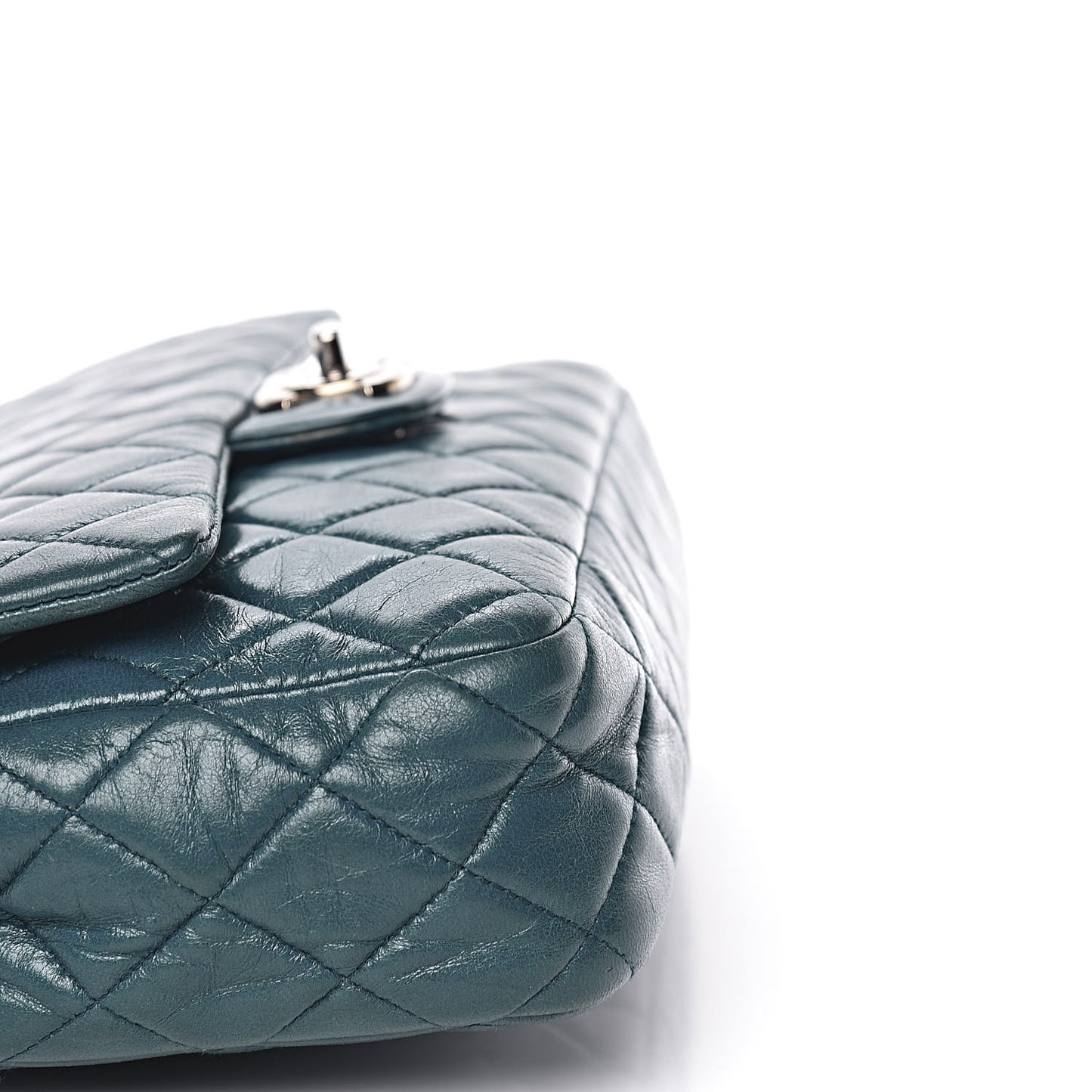 Lambskin Quilted Medium Double Flap Dark Green