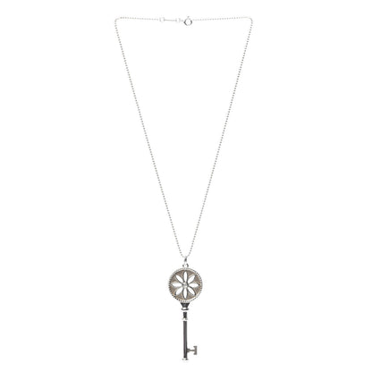 Tiffany Sterling Silver Diamond Large Daisy Key Pendant Necklace 2 of 5