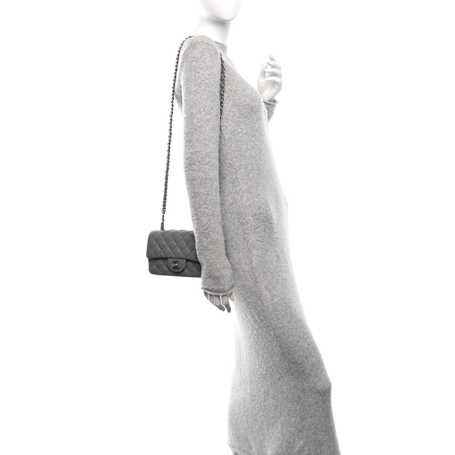 Chanel Caviar Quilted Mini Rectangular Flap Grey 2 of 11