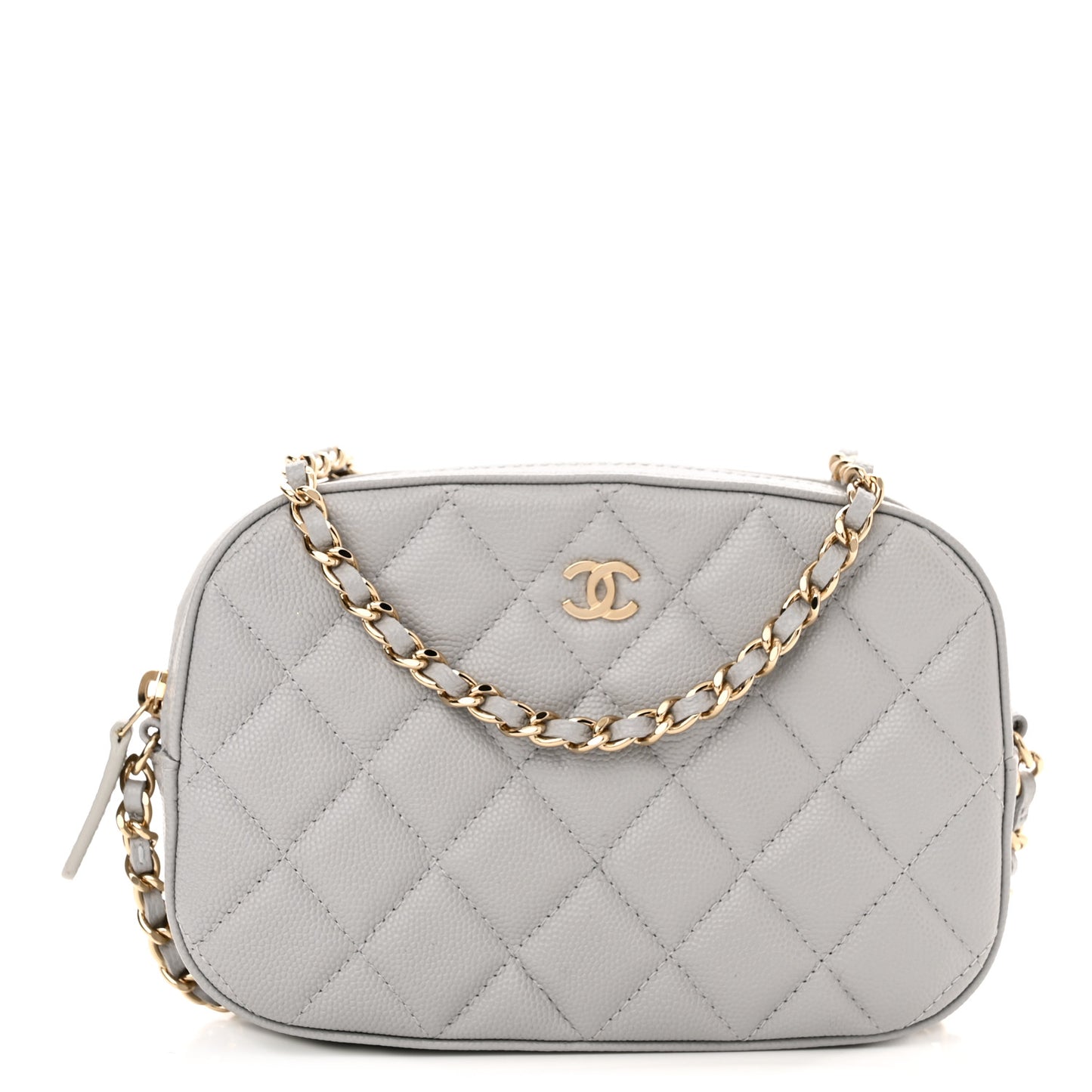 Caviar Quilted Camera Case Grey