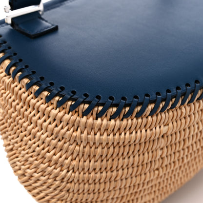 Hermes Swift Wicker Picnic Fishing Bag Bleu de Prusse 10 of 12