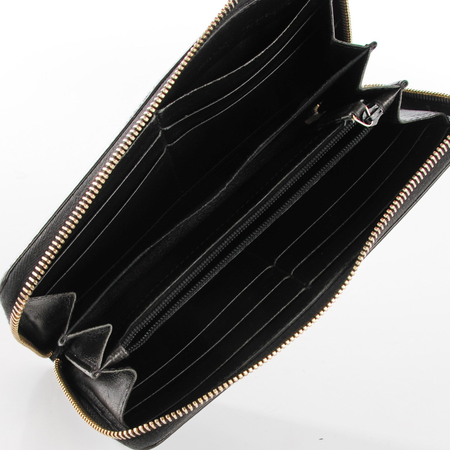 Saint Laurent Textured Patent Calfskin Belle De Jour Zip Around Wallet Black 8 of 8