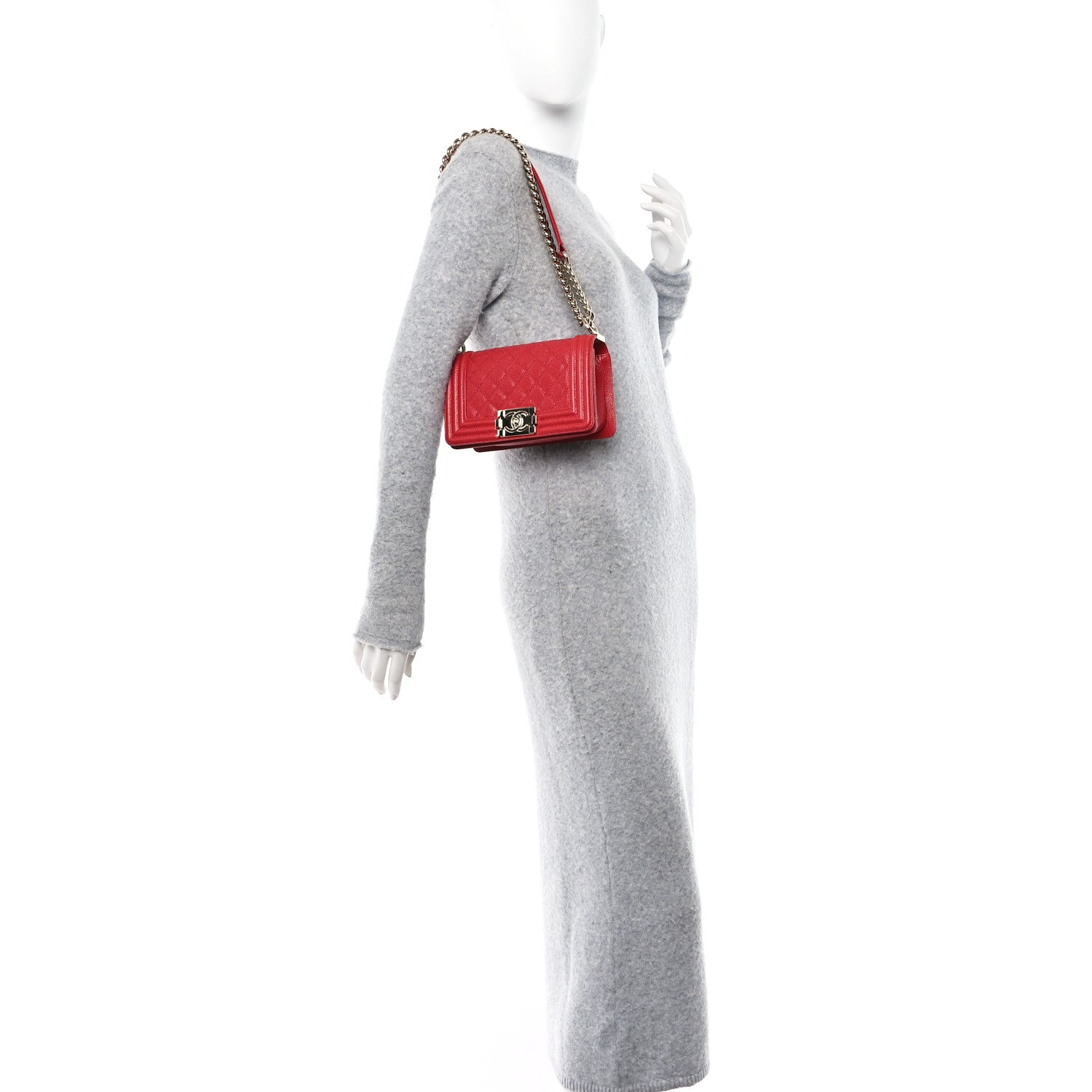 Chanel Caviar Quilted Small Boy Flap Red 2 of 10