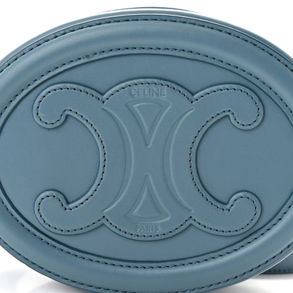 Celine Smooth Calfskin Cuir Small Triomphe Oval Crossbody Purse Denim 8 of 10