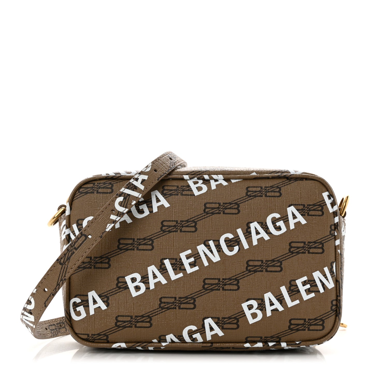 Coated Canvas BB Monogram Allover Logo Small Camera Bag Beige Brown Black