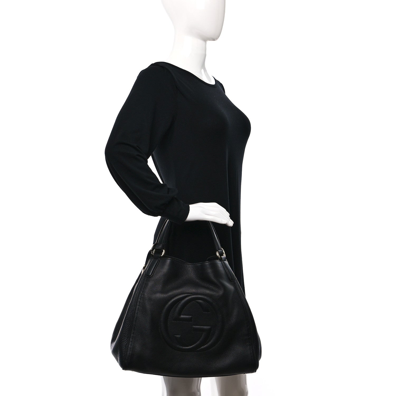Gucci Pebbled Calfskin Medium Soho Shoulder Bag Black 2 of 13