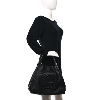 Gucci Pebbled Calfskin Medium Soho Shoulder Bag Black 2 of 13