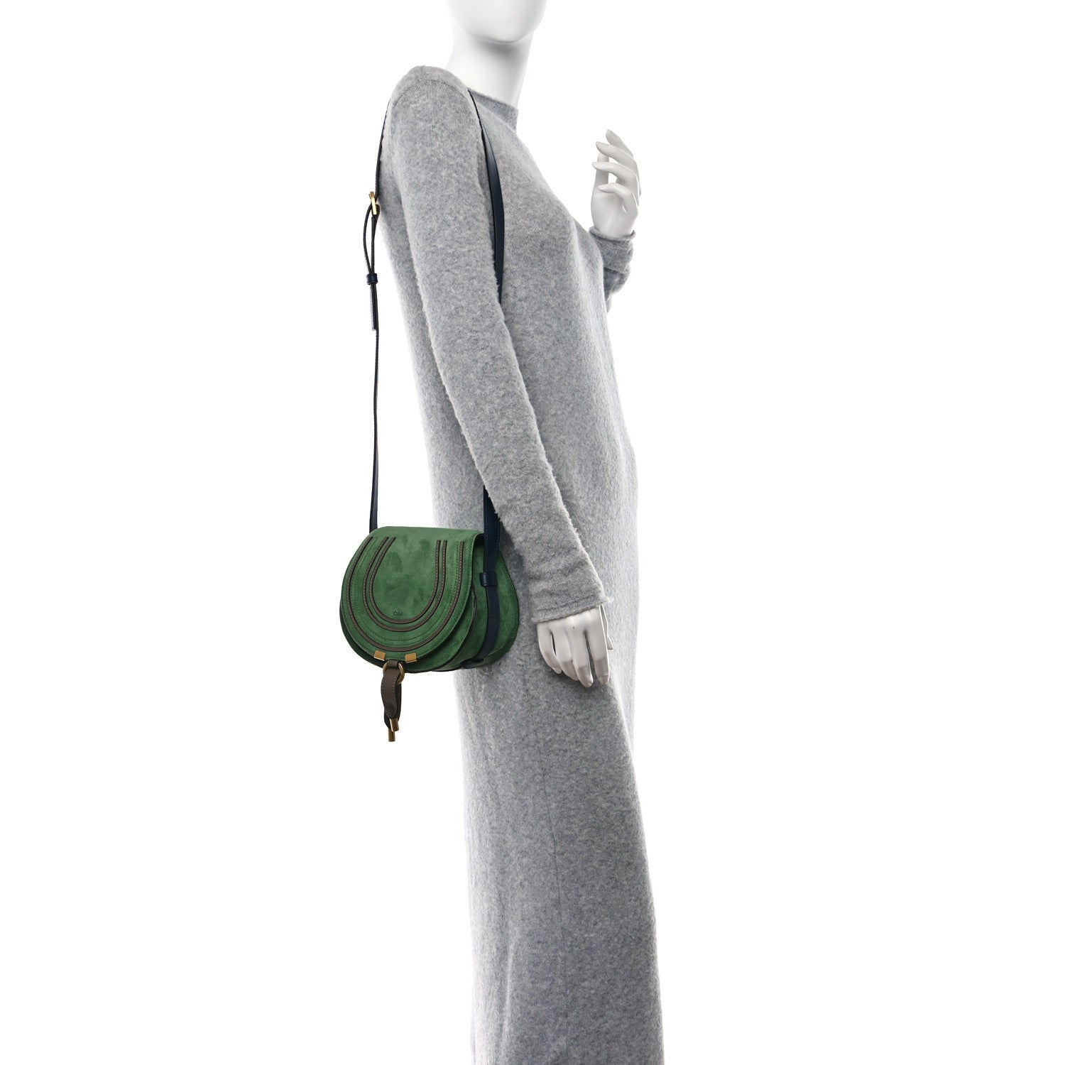 Chloe Suede Calfskin Small Marcie Saddle Bag Bright Green 2 of 9