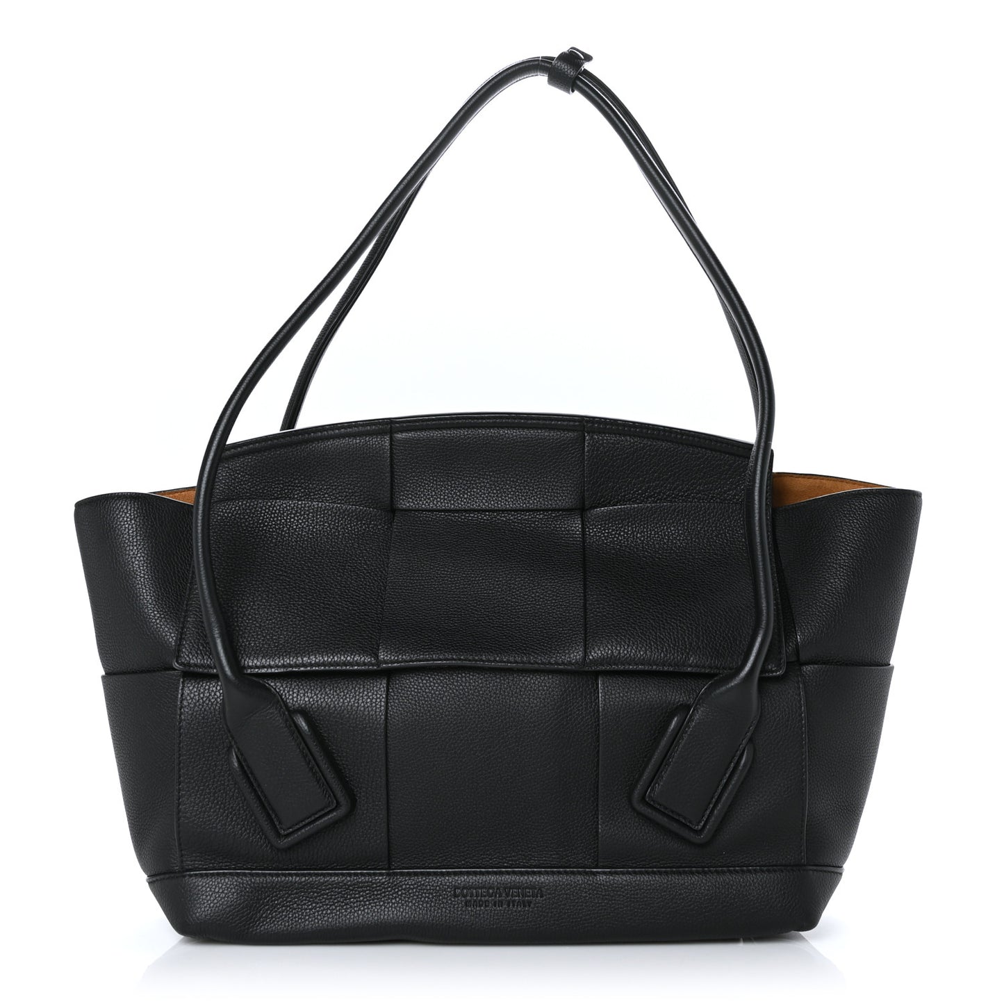 Grained Calfskin Maxi Intrecciato Medium Arco Black