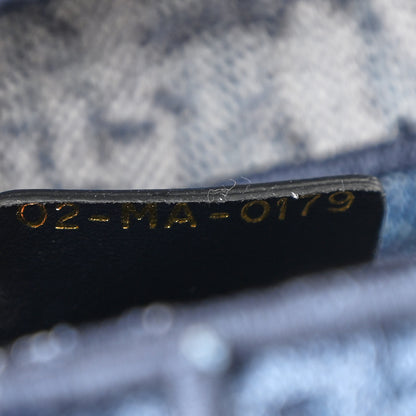 Christian Dior Oblique Embroidered Saddle Bag Denim Blue 7 of 11