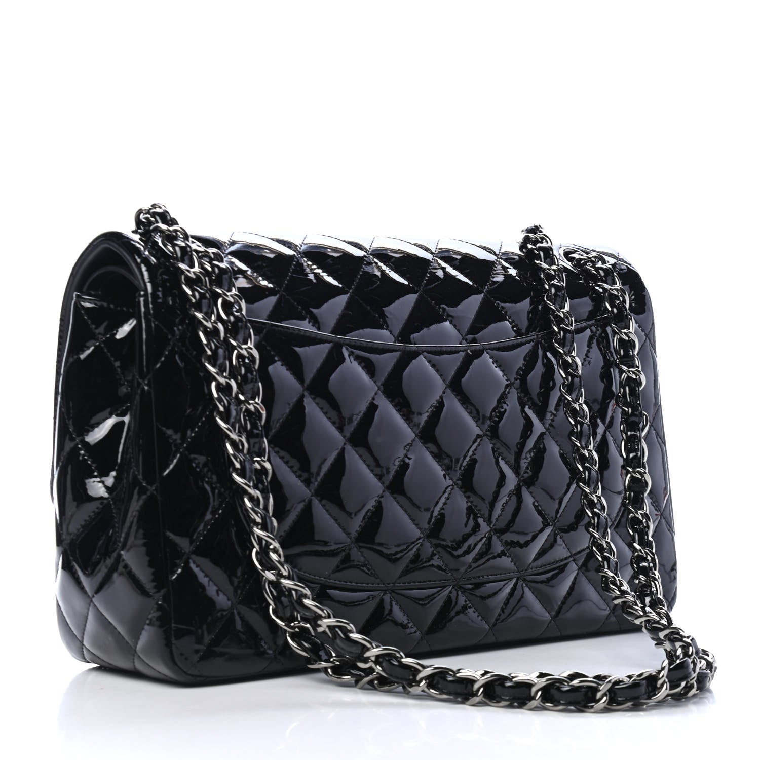 Chanel Patent Quilted Jumbo Double Flap Black 2 of 7