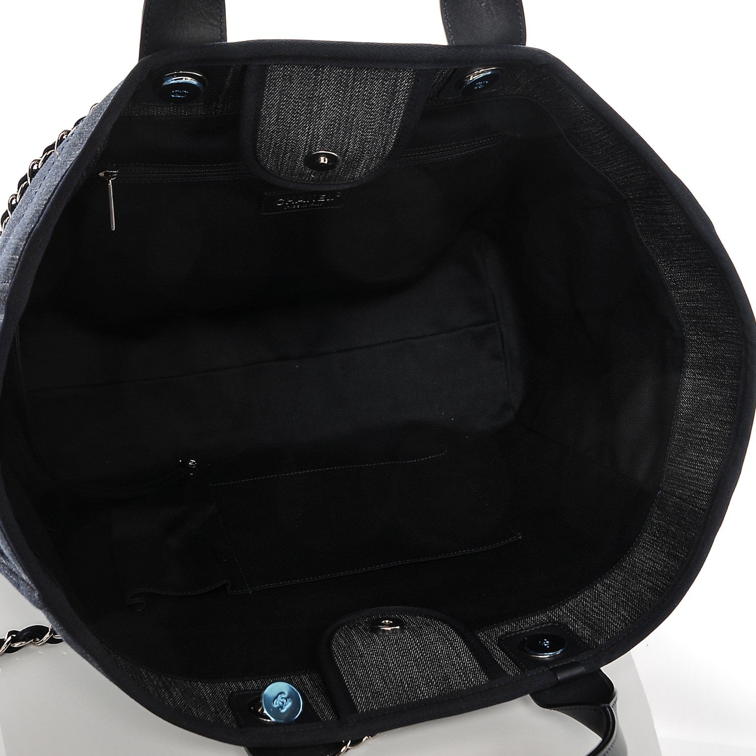 Chanel Canvas Large Deauville Tote Blue Orange 5 of 7