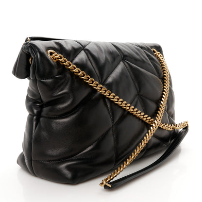Saint Laurent Lambskin Quilted Medium Loulou Puffer Monogram Chain Satchel Black 3 of 11
