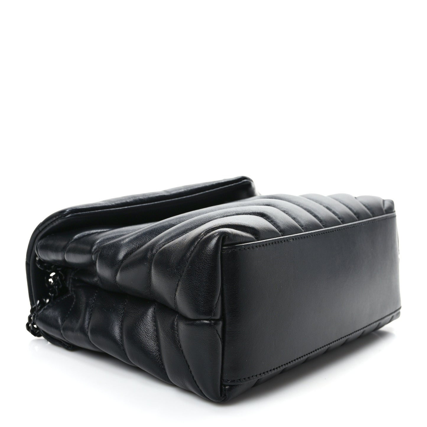 Calfskin Y Quilted Monogram Monochrome Small Loulou Chain Satchel Black