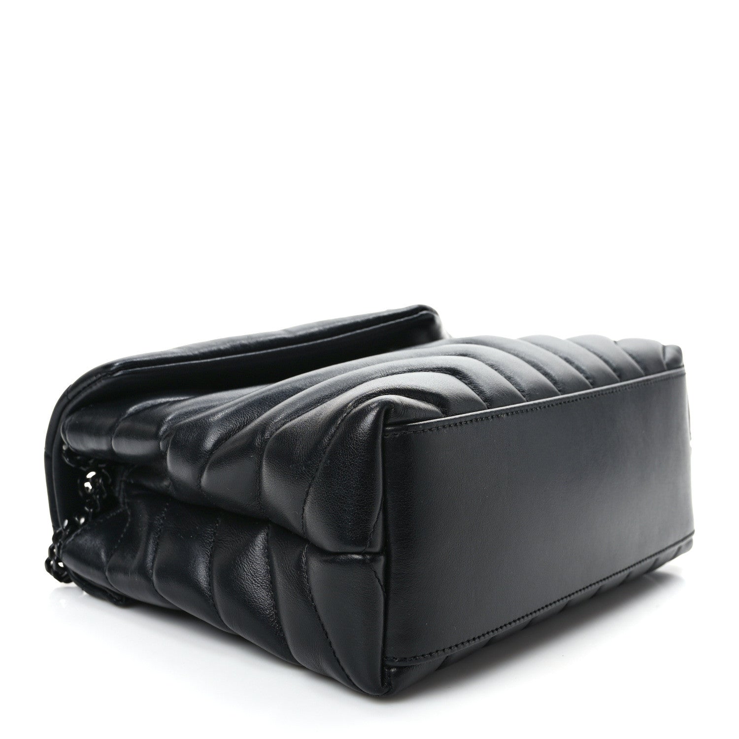 Saint Laurent Calfskin Y Quilted Monogram Monochrome Small Loulou Chain Satchel Black 4 of 9