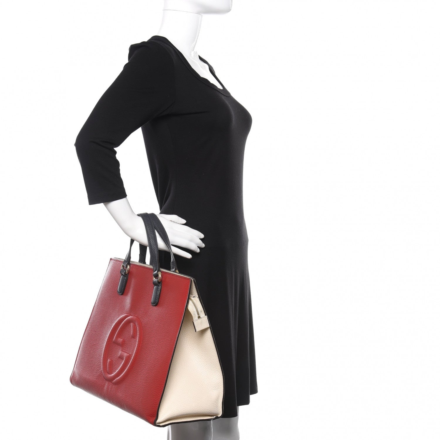 Gucci Dollar Calfskin Large Soho Top Handle Satchel Hibiscus Red Mystic White Blue 2 of 19
