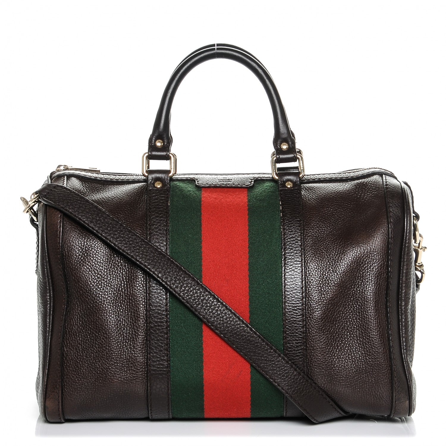 Gucci Calfskin Medium Vintage Web Boston Dark Brown 1 of 6