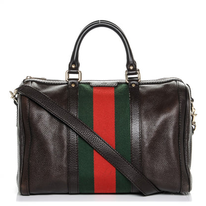 Gucci Calfskin Medium Vintage Web Boston Dark Brown 1 of 6