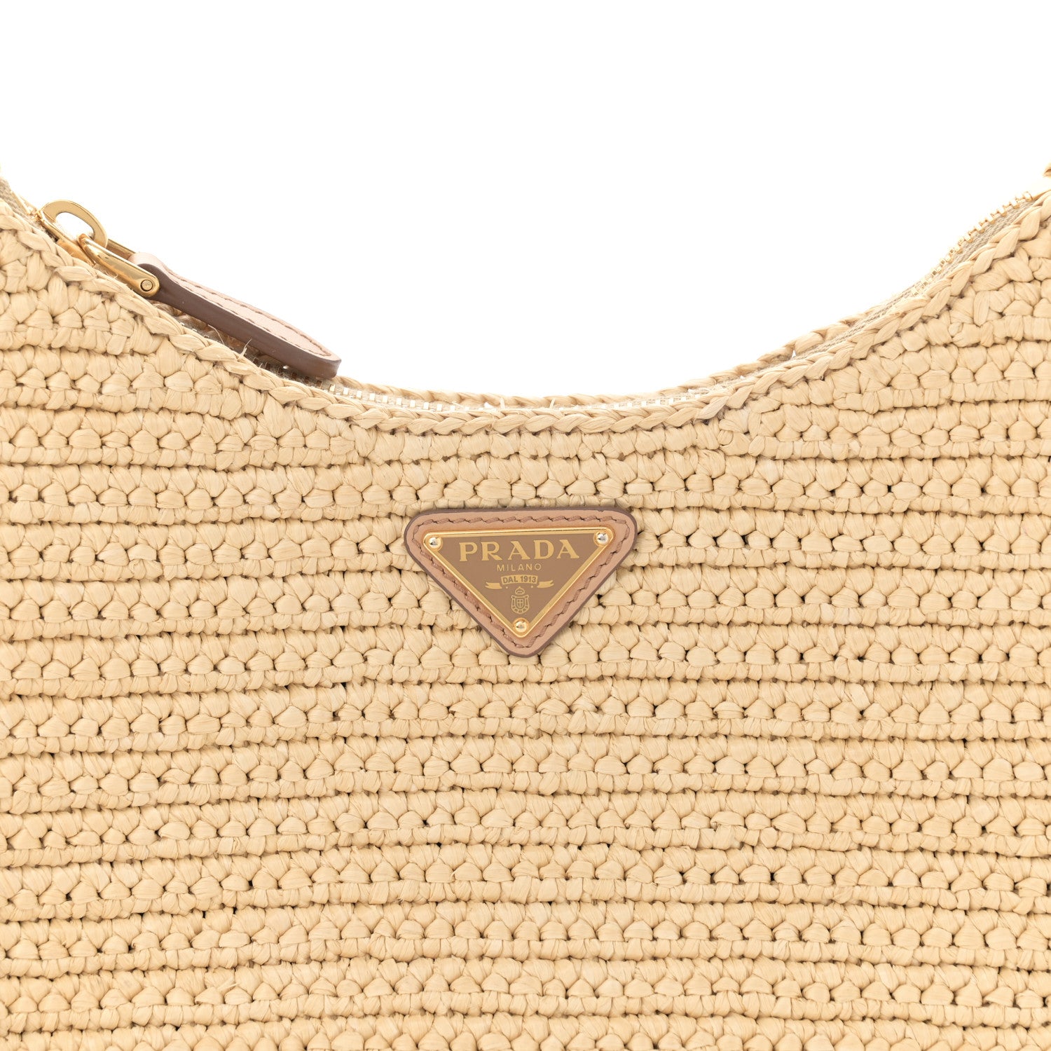 Prada Yarn Raffia Effect Crochet Re-Edition 2005 Shoulder Bag Naturale 8 of 13