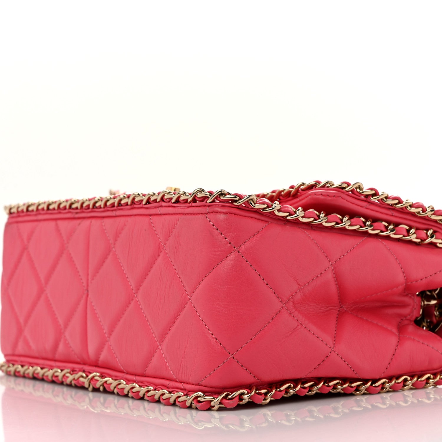 Chanel Crumpled Calfskin Medium Chain All Over Flap Pink 10 of 12