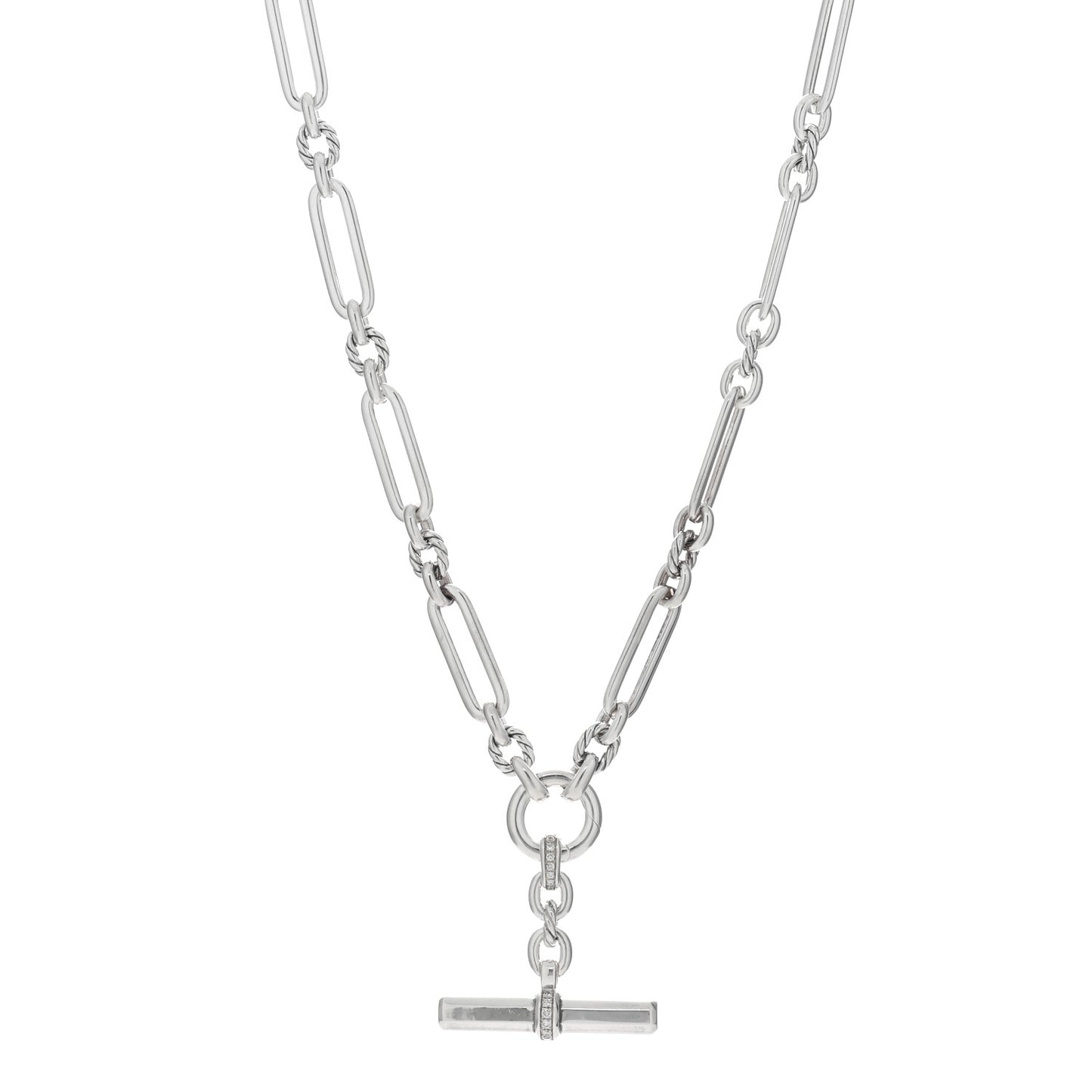 Sterling Silver Diamond Small Lexington Chain Necklace