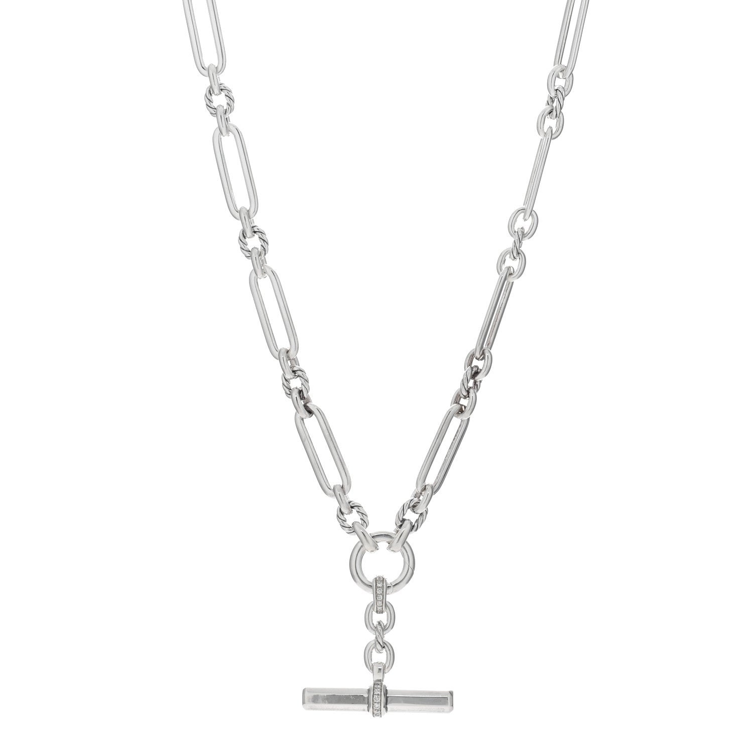 David Yurman Sterling Silver Diamond Small Lexington Chain Necklace 1 of 5
