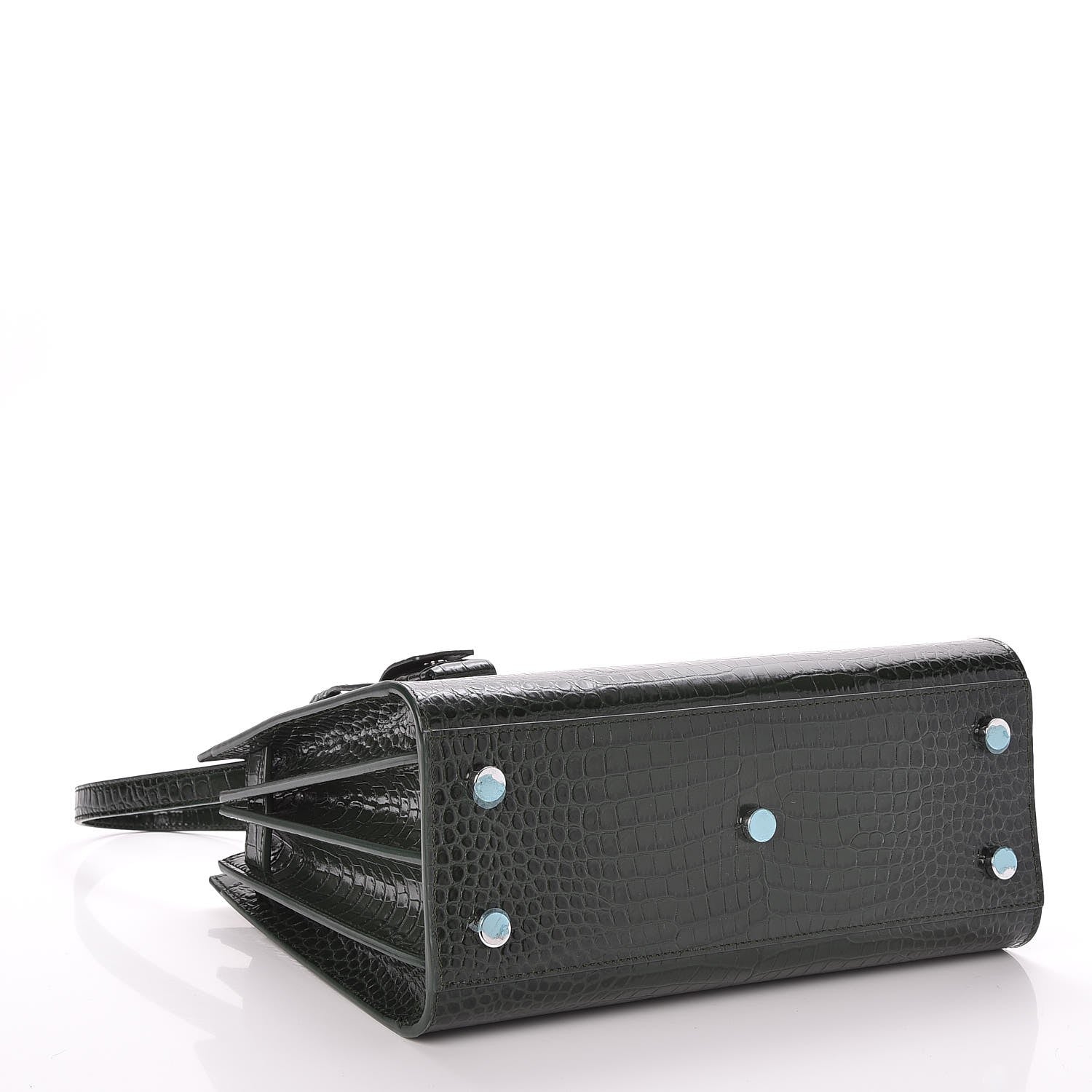 Saint Laurent Calfskin Crocodile Embossed Baby Sac De Jour Dark Leaf 4 of 7