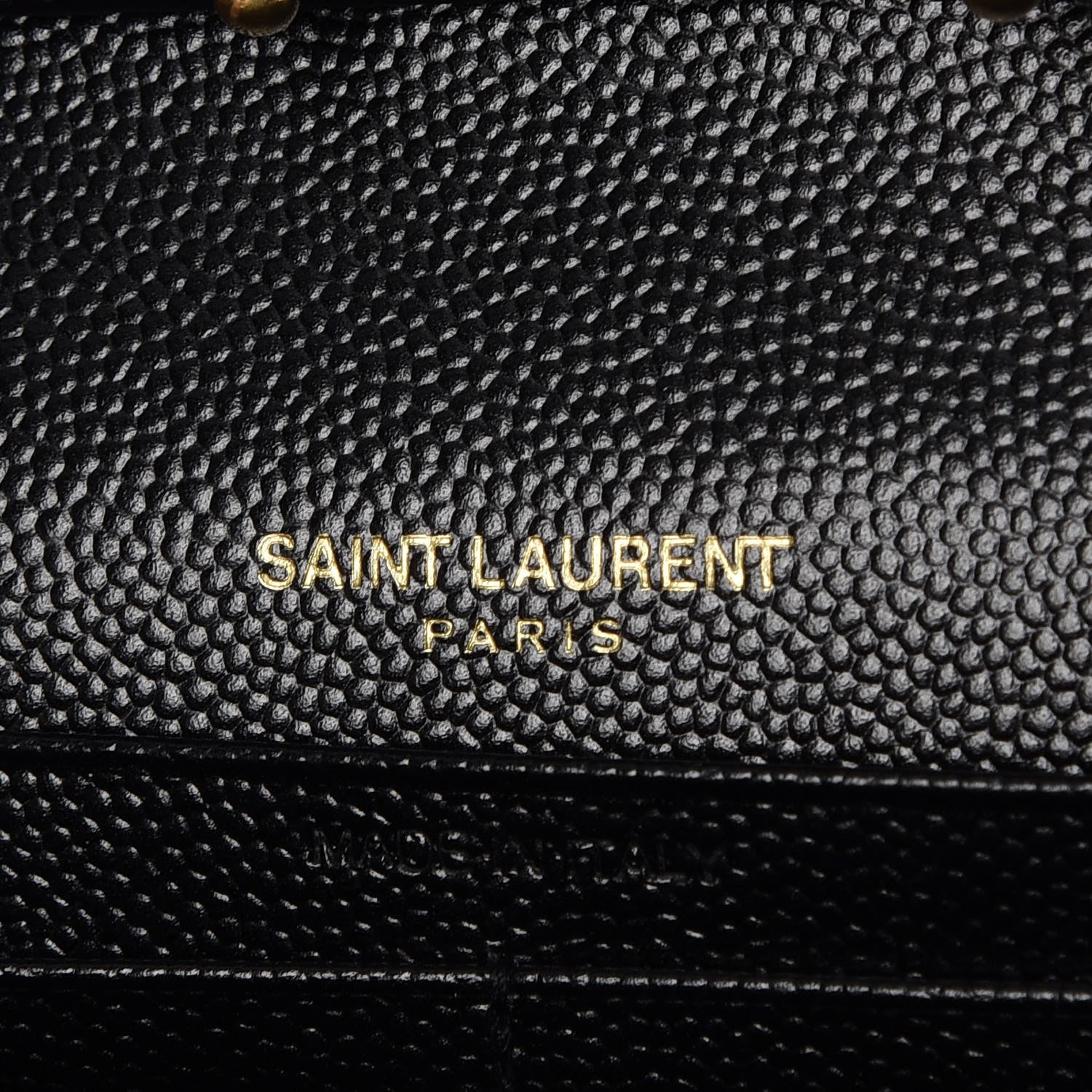 Saint Laurent Grain De Poudre Matelasse Chevron Monogram Chain Wallet Black 6 of 8
