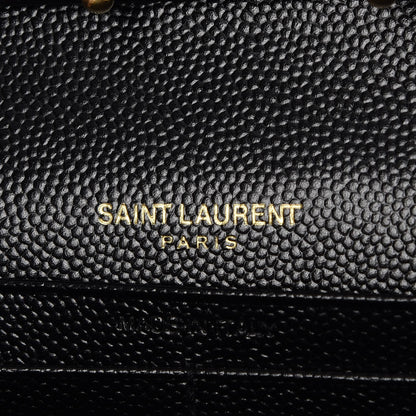 Saint Laurent Grain De Poudre Matelasse Chevron Monogram Chain Wallet Black 6 of 8