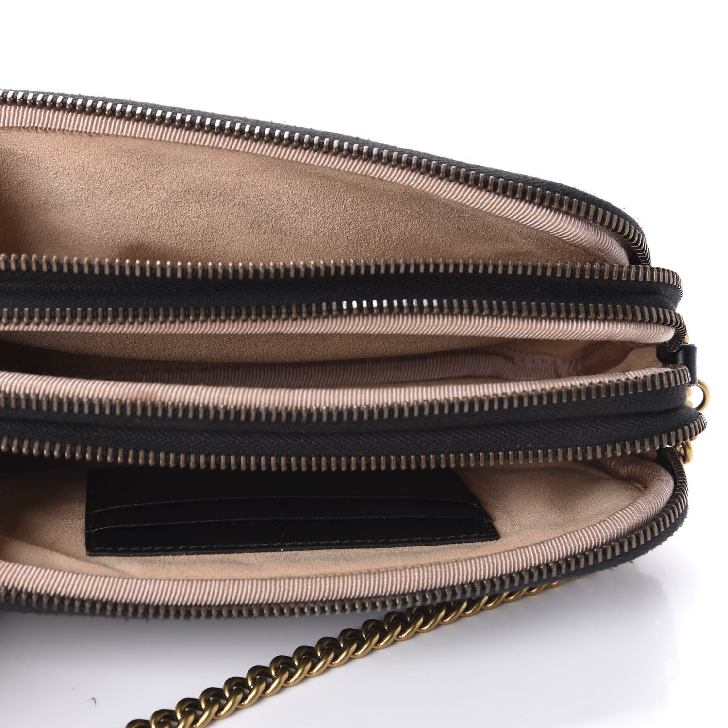 Gucci Calfskin Matelasse Mini GG Marmont Chain Crossbody Bag Black 5 of 13