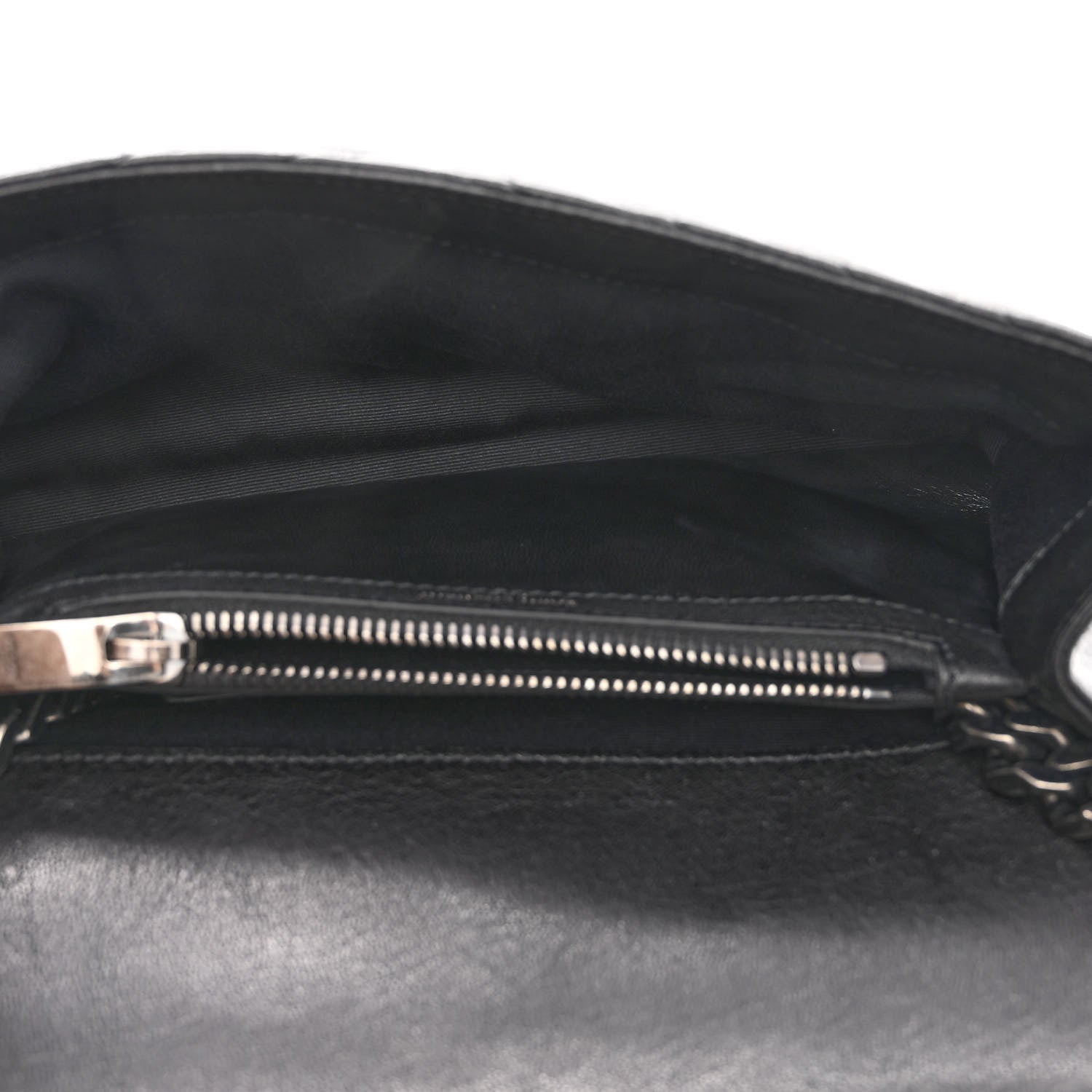 Saint Laurent Sheepskin Matelasse Chevron Monogram Medium Pins College Bag Black 5 of 11